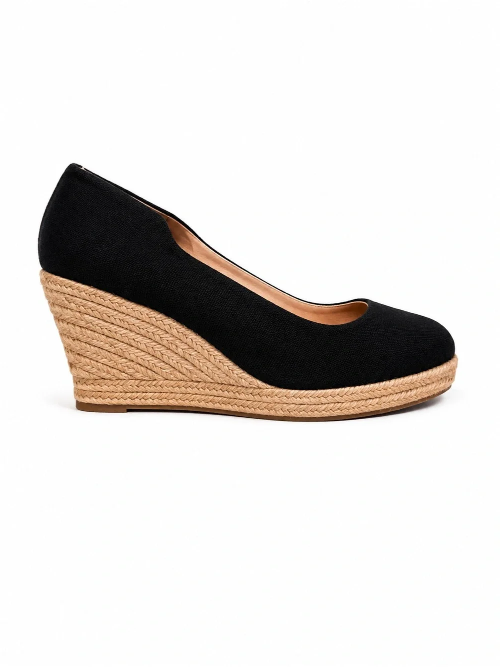 J. Crew Black Canvas Espadrille Wedge Pumps